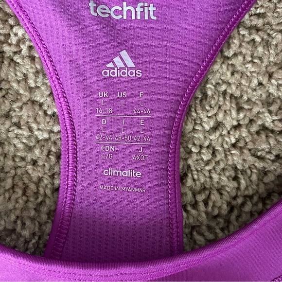 ADIDAS WOMENS CLIMALITE PURPLE SPORTS BRA - Picture 5 of 6